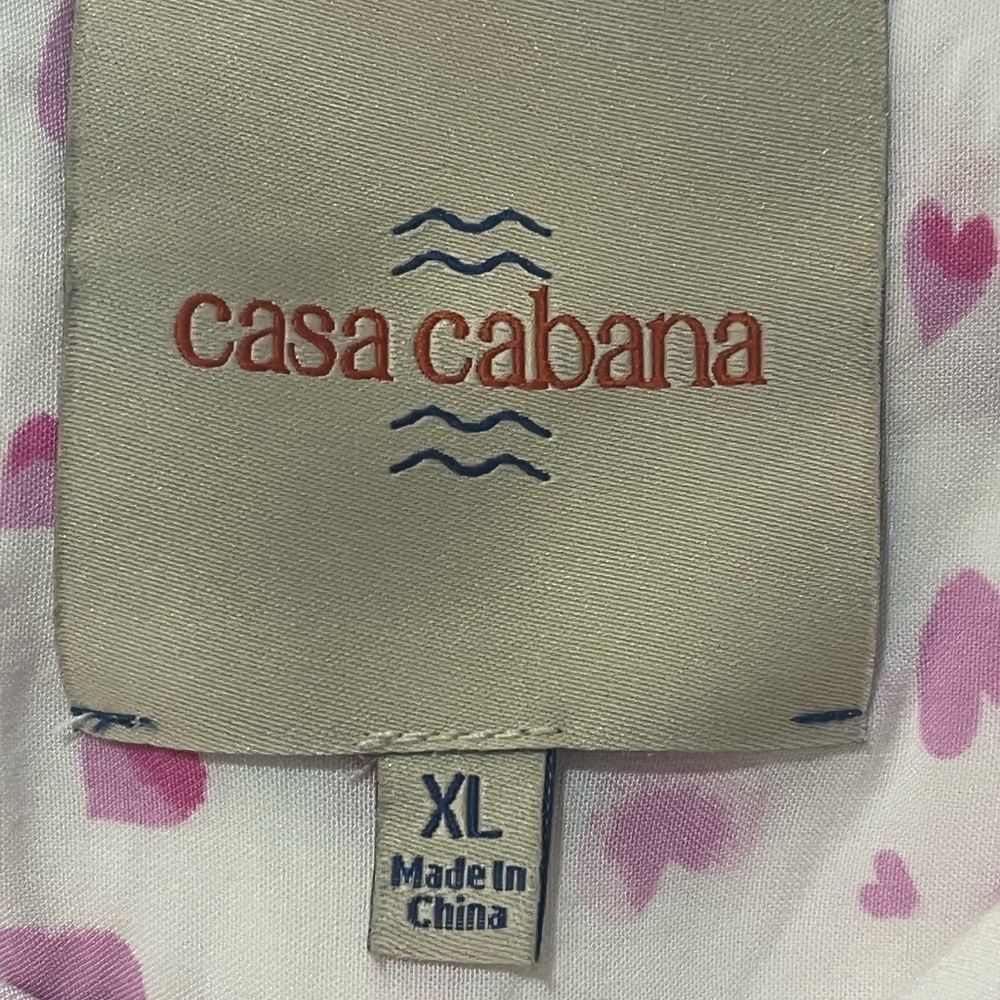 Casa Cabana Pink Heart Pattern Shirt size XL EUC - Picture 5 of 7